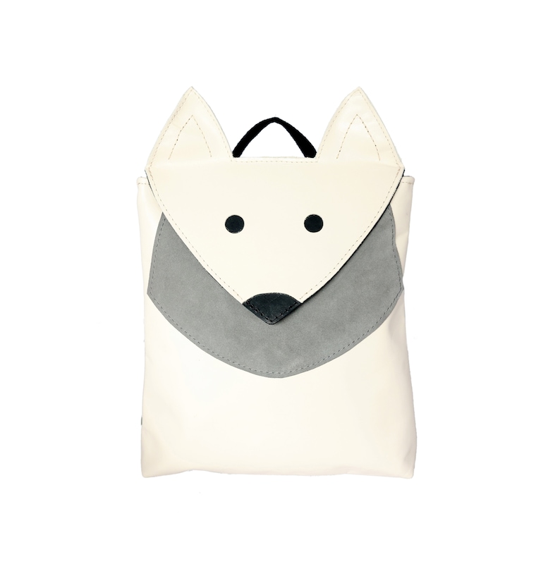 Little arctic fox leather child bag, toddler bag, cute bag, handmade bag, backpack, everyday bag, children's gift image 2