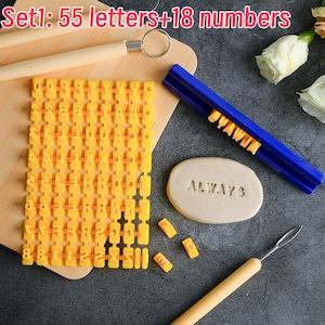 Sello de cerámica, letras mayúsculas, sello de símbolos, sello digital, molde para sello de letras, sello de minúsculas, juego de sellos de goma con el alfabeto, números de galletas