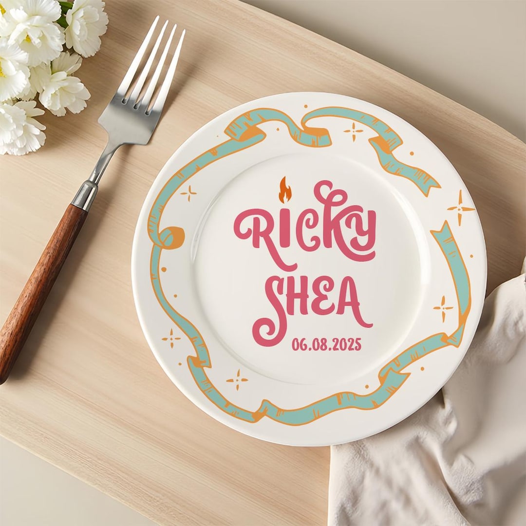 Personalized Ceramic Plate, Hand-painted Custom Design, Anniversary ...