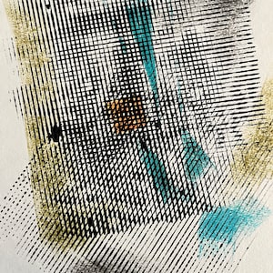 Abstract ink lines on printmaking paper