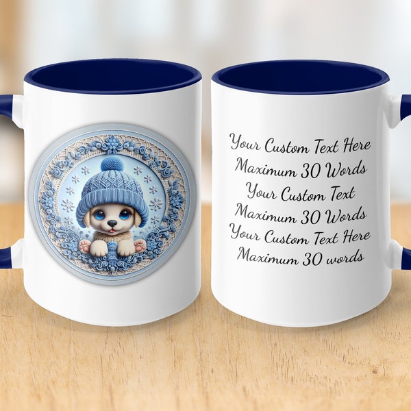 Custom 15oz Mug -Adorable Baby Pupplies - Perfect Gift for Kids to Give Parents or Grandparents. You Choose Your Text.
