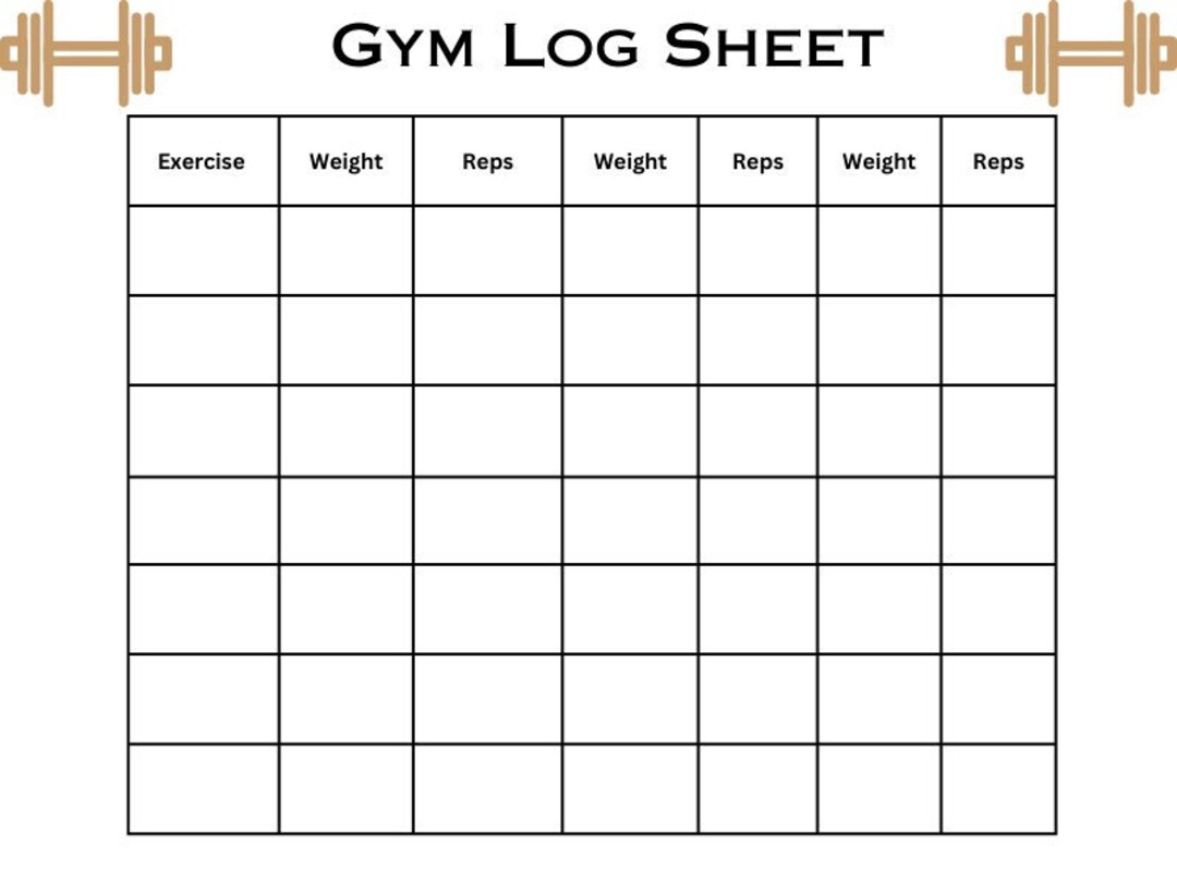 Gym Exercise Tracker Track Your Weights and Reps Printable Workout Sheet Makes It Easy to Track