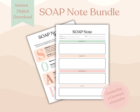 SOAP Note | Therapist Note Template | Therapy Note | Note Template for Therapy | Counseling Note | SOAP Note Guide | Mental Health Template
