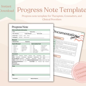 Modello di nota sui progressi / Modello di nota sulla terapia / Nota sulla terapia di salute mentale / Nota sulla terapia di consulenza / Modelli di salute mentale