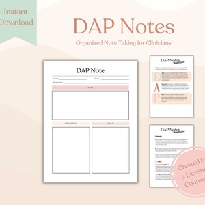 DAP Note | Therapist Note Template | Therapy Note | Note Template for Therapy | Counseling Note | DAP Note Guide | Mental Health Template