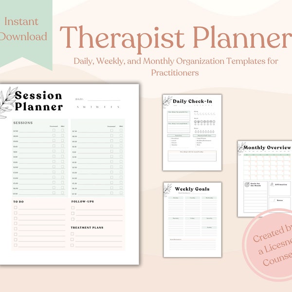 Session Planner for Mental Health Therapist | Therapist Daily Planner | Planner for Counselors | Private Practice Planner | Digital Planner