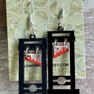 Guillotine Earrings: Dark Goth Jewelry, Creepy Witchy Gift