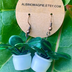 Plant Earrings, Boho Garden Hippie Jewelry, Cottage Core Floral Dangles, Novelty Handmade Earring, Weird Fun Plant Lover Gift, Canadian-Made