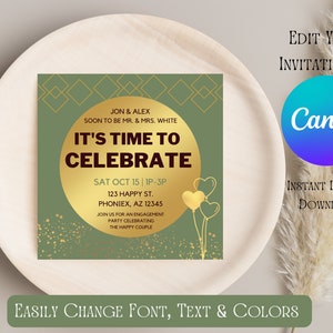 Editable Time to Celebrate Engagement Party Invitation