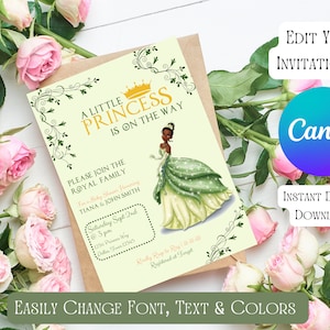 Editable Princess and the Frog Baby Shower Invitation