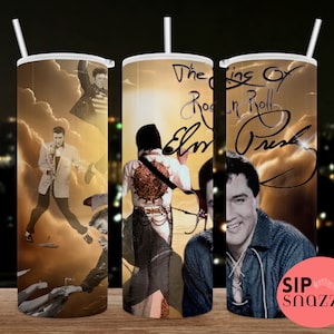 Vaso inspirado en Elvis Presley Lover, vaso delgado de 20 oz, recto, 20 oz. Diseños, Elvis png, Sublimación, diseños de vasos, archivo PNG,