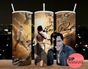 Vaso inspirado en Elvis Presley Lover, vaso delgado de 20 oz, recto, 20 oz. Diseños, Elvis png, Sublimación, diseños de vasos, archivo PNG,