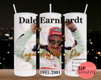 Vaso inspirado en la leyenda de NASCAR Earnhardt, vaso delgado de 20 oz, recto, diseños de 20 oz, Earnhardt png, sublimación, diseños de vasos, archivo PNG