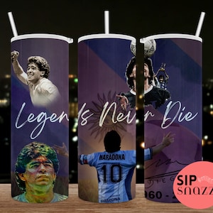 ディエゴ マラドーナ インスパイア タンブラー、20 オンス スキニー タンブラー、ストレート、20 オンス デザイン、マラドーナ png、昇華、タンブラー デザイン、PNG ファイル、
