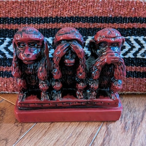 Red Resin Three Wise Monkeys