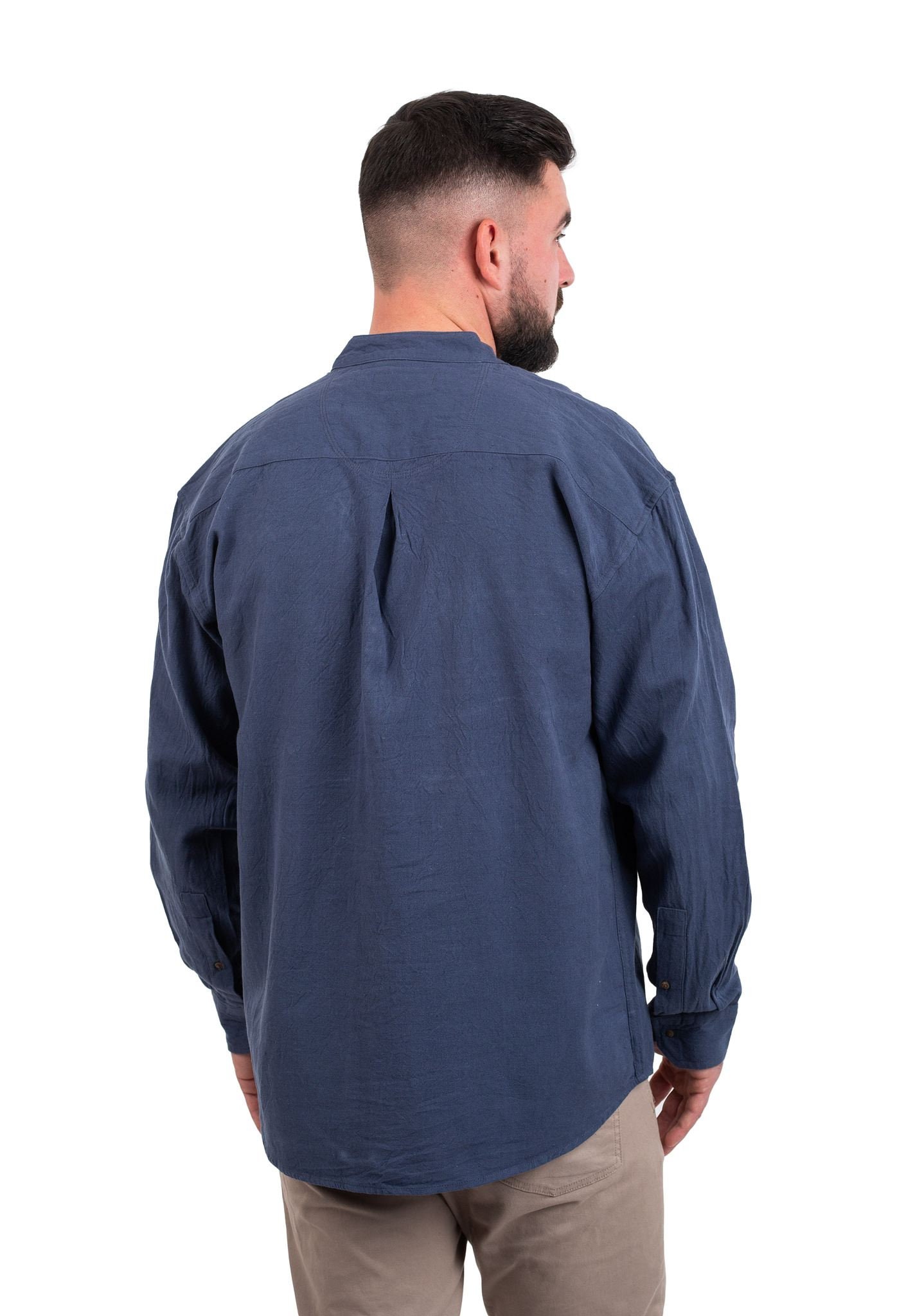 Gaelsong Irish Grandfather Shirt for Mens Vintage Cotton and Linen Long