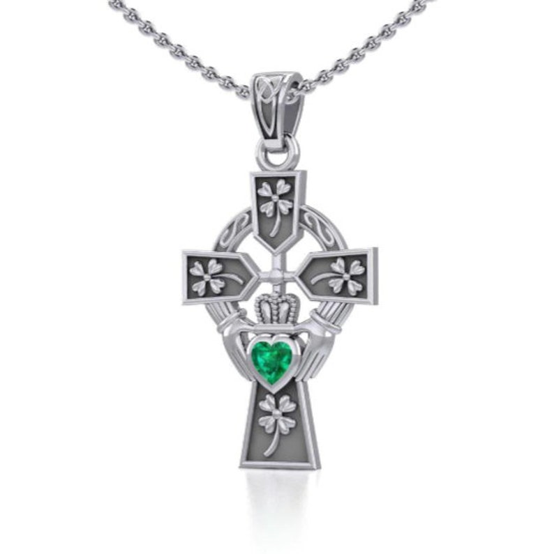 Gaelsong Irish Jewelry Claddagh Cross With Lucky Four Leaf Clover ...