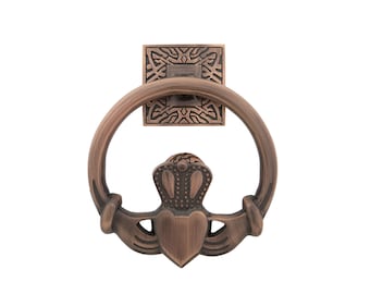 Exclusively Irish Large Claddagh Circular Door Knocker - Antique cooper - Polished brass -Satin Nickel -Black Brass