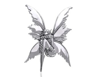 GaelSong 925 Sterling Silver Bashful Fairy Necklace Jewelry Pendant for Women 18", Mother's Day Gift