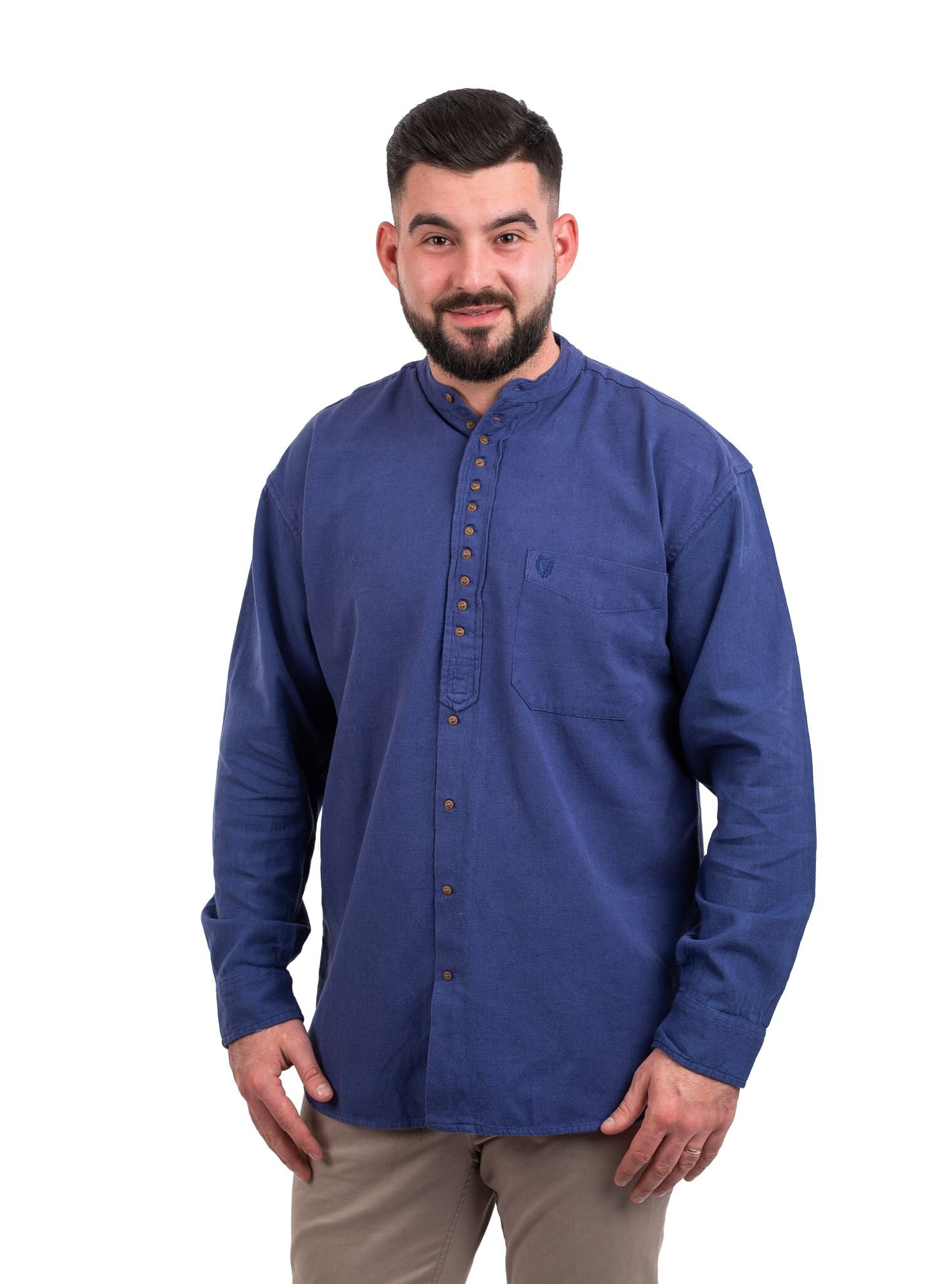 Gaelsong Irish Grandfather Shirt for Mens Vintage Cotton and Linen Long