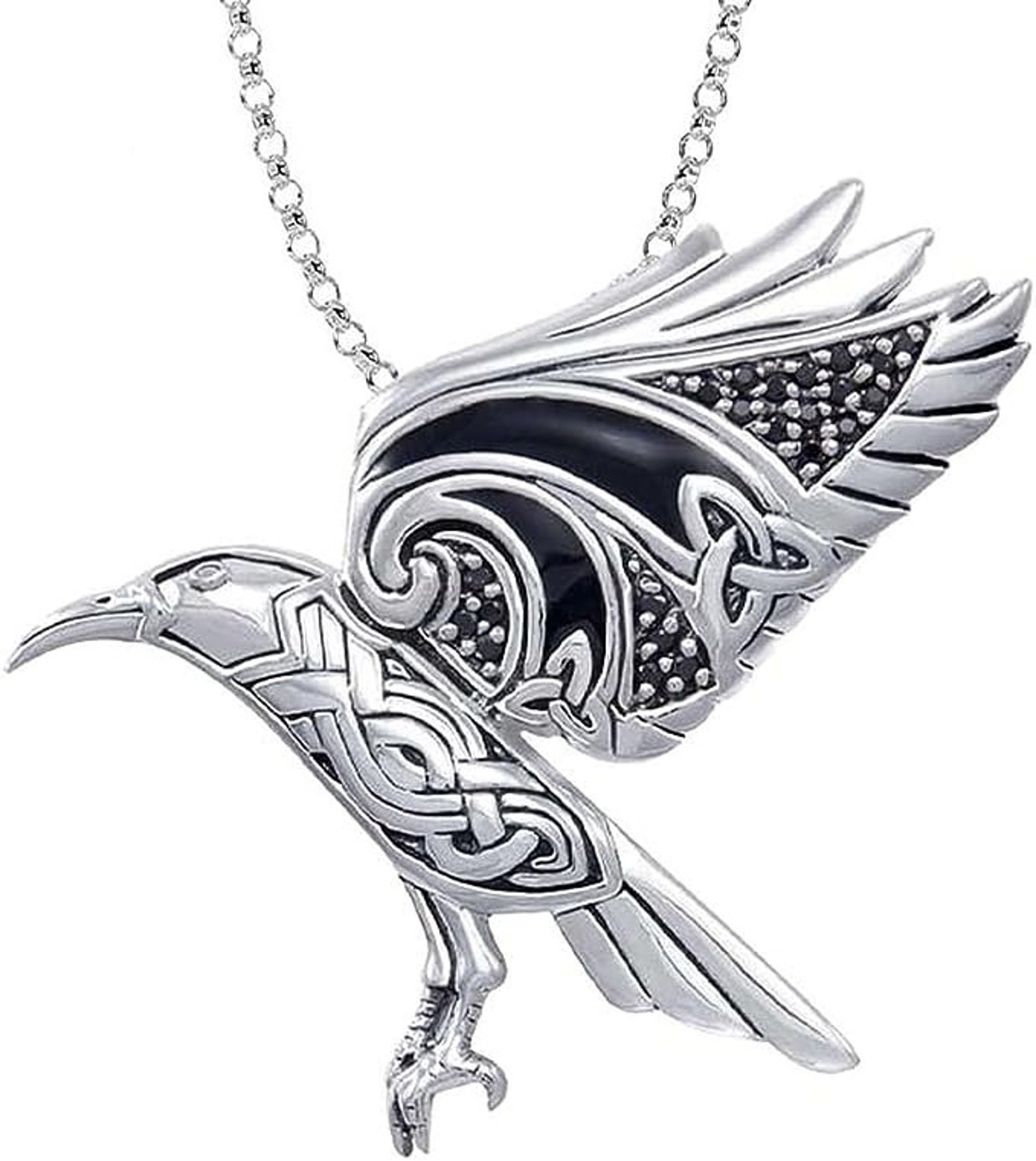 Gaelsong 925 Sterling Silver Raven Necklace Jewelry for Women With