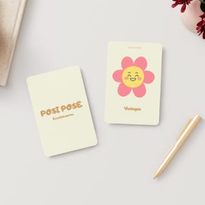 Tarjetas de emociones para niños - Diseño floral - Set imprimible A6