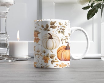 Autumn Drinks Mug - Pumpkin Spice Coffee Mug - Cottagecore Style Vintage Halloween Coffee Mug, Autumn Beverages Coffee Mug, Pumpkin Mug