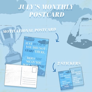 Cartão postal motivacional mensal e assinatura de adesivos - Designs exclusivos e mensagens edificantes entregues a você! Amigo por correspondência, estacionário, clube de artesanato