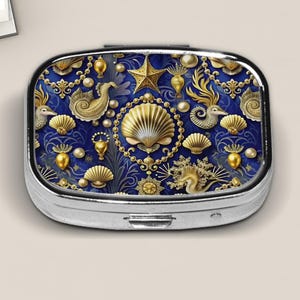 Sea Pill Box For Travel Purse And Pocket, Small Pill Case, Sea Gifts