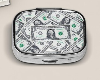 Pastillero de un dólar para bolso de viaje y bolsillo, pequeño pastillero.