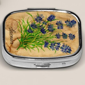 Lavender Pill Box For Purse Travel And Pocket, Small Pill Case, Funny Pill Container