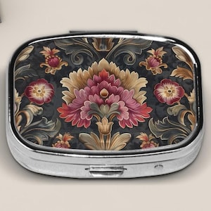 Travel Pill Case, Cute Pill Organizer, Metal Pill Box, Small Pill Box, Pill Organizer for Vitamins, Stylish Pill Case