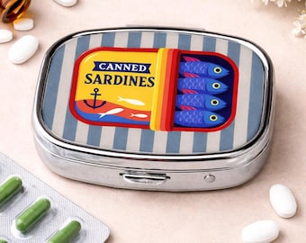 Sardines Pill Box: Small Rectangular Shape with 2 Compartments
