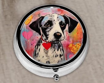 Pastillero para amantes de los perros, organizador de pastillas de viaje vintage