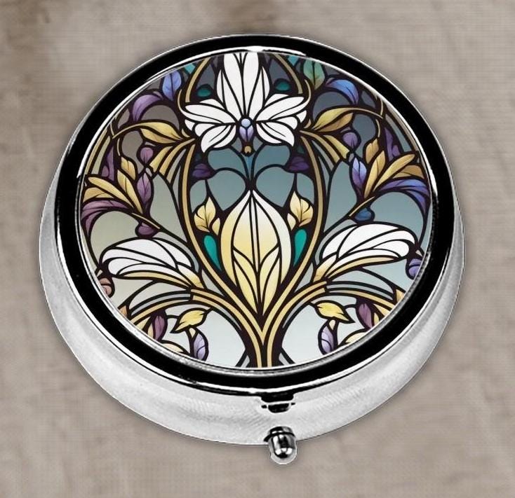 アールヌーボーの花柄ピルボックス：ヴィンテージの金属製薬箱 - Etsy 日本