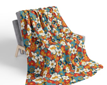 Retro Sherpa Fleece Blanket, Colorful Blanket, Warm And Fluffly Blanket