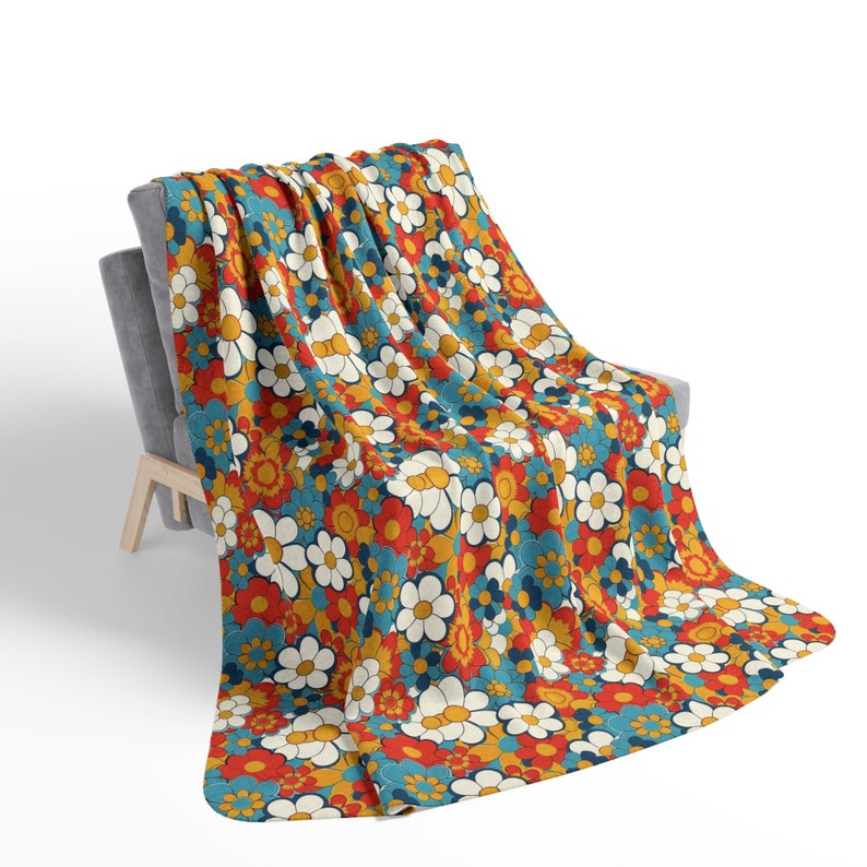 Retro Sherpa Fleece Blanket, Colorful Blanket, Warm And Fluffly Blanket zdjęcie 2