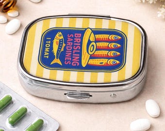 Sardines Pill Box: Small Rectangular Shape with 2 Compartments