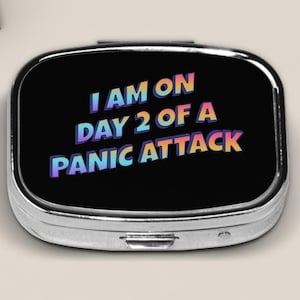 Pill Case Panic Attack For Travel Purse And Pocket, Cute Pill Box