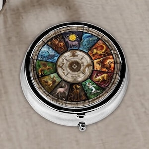 Zodiac Small Pill Box, Pill Case For Travel Purse and Pocket, Gift Ideas