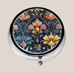 Pill Box For Purse Pocket And Travel, Art Nouveau Pill Case