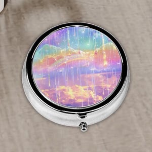 Pill Box, Pastel Rainbow, Pill Case For Purse and Pocket, Pill Organizer