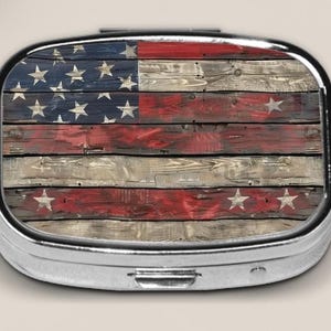 Pill Case, American Flag, Pill Box, Gift for Friends, Stocking Stuffers, Gift Ideas