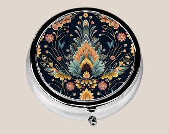 Pill Box For Purse Pocket And Travel, Art Nouveau Pill Case