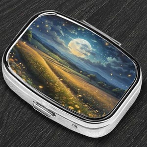 Pill Case For Purse, Moon and Star, Vitamin Pill Case, Stocking Stuffers, Gift Ideas