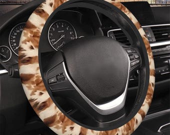 Cow Print Car Steering Wheel Cover, Neoprene, 15 inch