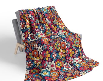 Retro Sherpa Fleece Blanket, Colorful Blanket, Warm And Fluffly Blanket