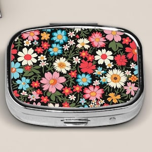 Pill Case For Purse Pocket And Travel, Small Flower Pill Case For Earrings And Jewelry