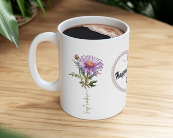 Happy Mother's Day Mug, September Birthflower Mug, Gift for her, Mug Mother's Day, Birth Flower Mug