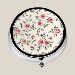 Cottage Chic Pill Box For Travel Purse And Pocket, Small Pill Case